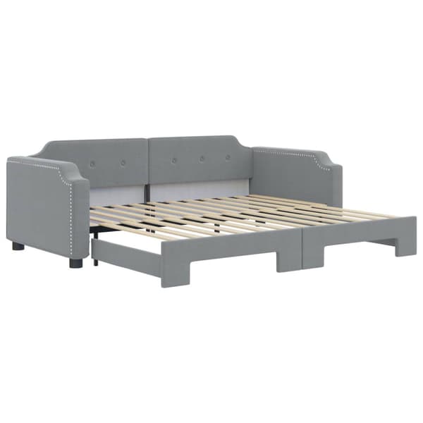 Dagbädd utdragbar ljusgrå 80x200 cm tyg