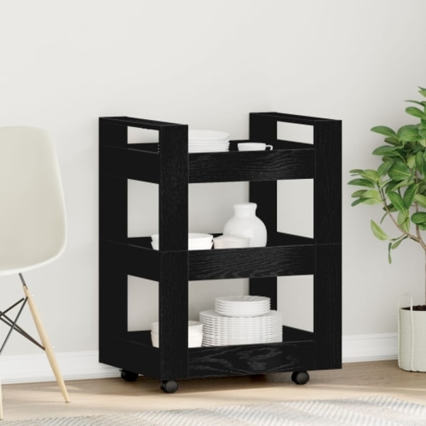 Köksvagn svart ek 60x45x80 cm konstruerat trä
