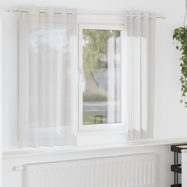 Voile gardiner med genomföringar 2 st vit