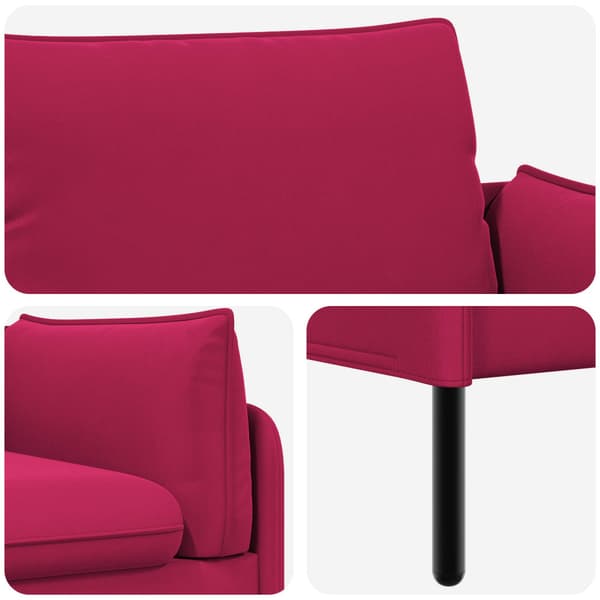 2-sits soffa 2-sits Vinröd 188 x 81 x 89 cm Sammet