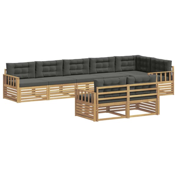 Utomhussoffset med kudde 8 pcs Vit och antracit Polyester