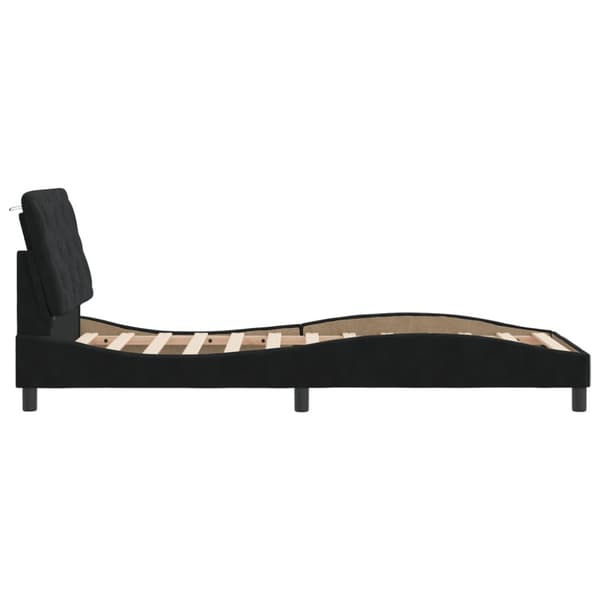 Bed Frame with LED without Mattress Black 80x200 cm Velvet