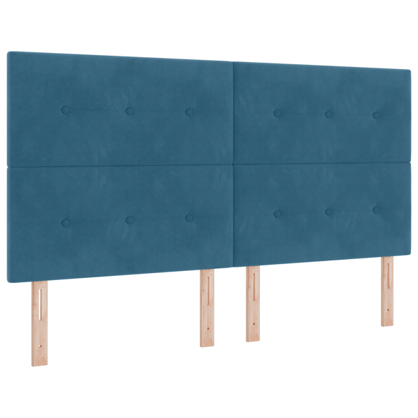 Bäddfjäder med madrass Mörkblå 180 x 200 cm Sammet