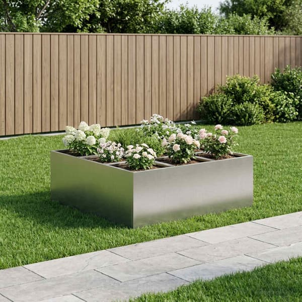 Trädgårdsplanterare Silver 100 x 100 x 40 cm Rostfritt stål