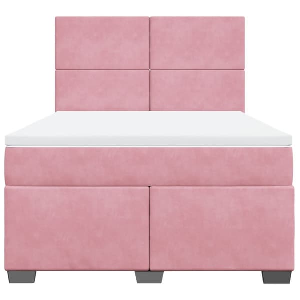 Ramsäng med madrass rosa 140x200 cm sammet