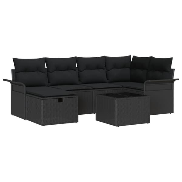 Trädgårdsoffset med kudde med lagring 7 pcs Poly rattan
