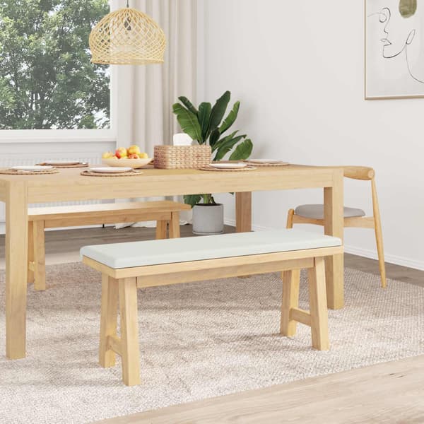 Bänk kudde Konstläder Vit Djup 35 cm