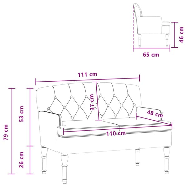 Loveseat med knapprapport Ljusgul 111 x 65 x 79 cm Sammet