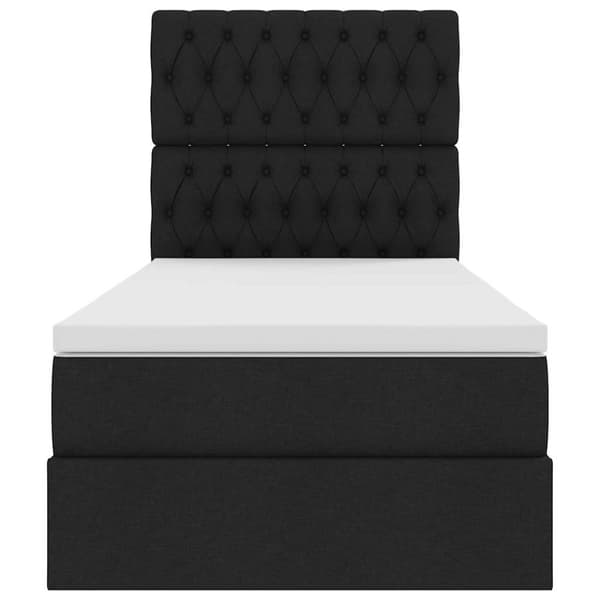 Förvaringssäng med madrass Svart 90 x 190 cm Polyester