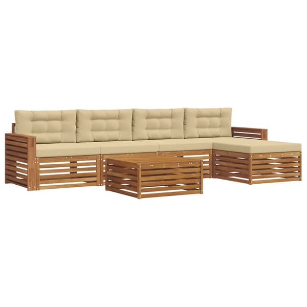 Utomhussoffset med kudde 6 pcs Naturlig och Beige