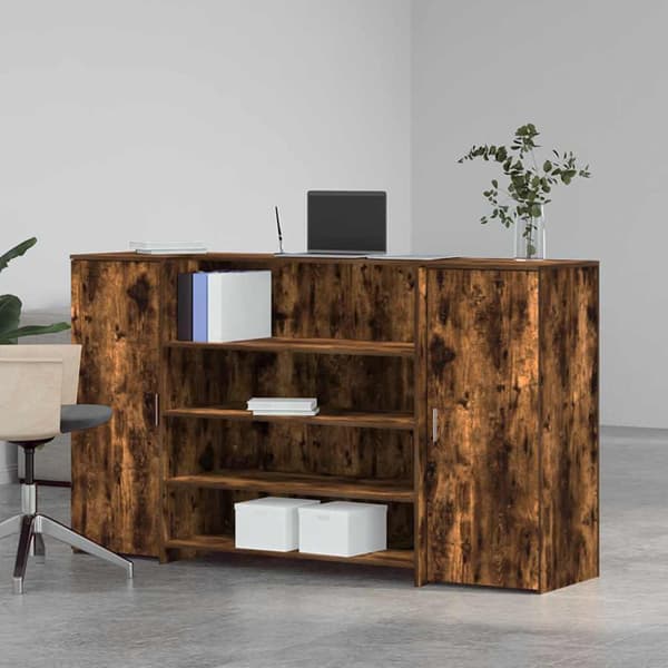 Receptionsdisk rökfärgad ek 180x50x103,5 cm konstruerat trä