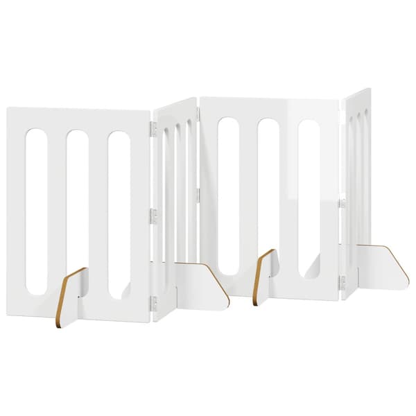 Fällbar husdjursgrind 4 pcs Högblank Vit 201 x 38 x 70 cm