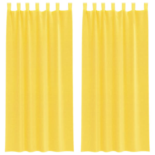 Voile gardiner med stångfickor 2 st gul