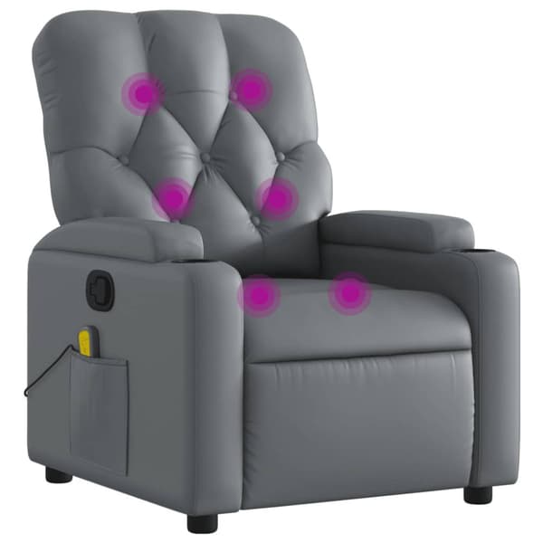 Massagefåtölj grå konstläder