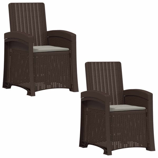 Reclining gardenstol i rottinglook 2 pcs Brun och ljusgrå PP