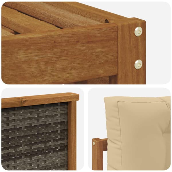 Utomhussoffset med kudde 6 pcs Naturlig och Beige