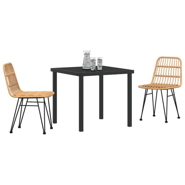 Trädgårdsmöbelset 3 pcs Brun Pulverlackerat stål