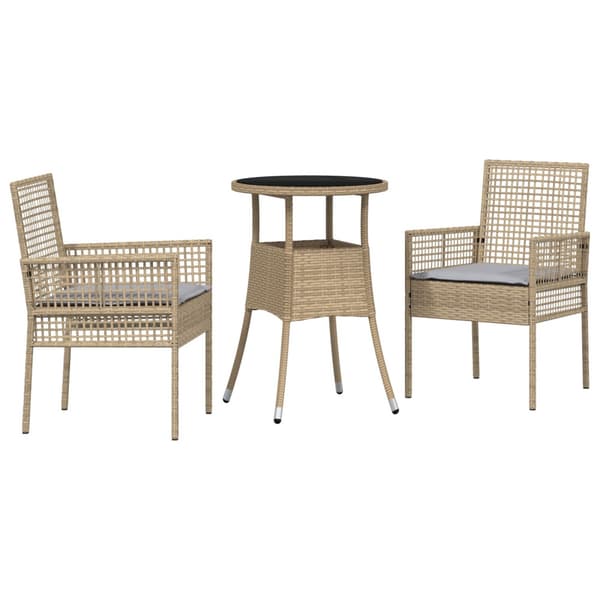 Trädgårdsmöbelset 3 pcs Beige konstrotting