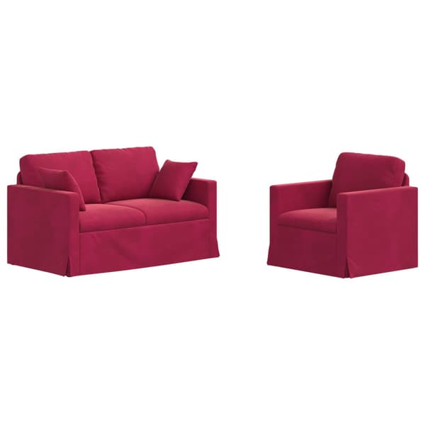 Soffset 2 pcs Vinröd 138 x 78 x 80 cm Sammet