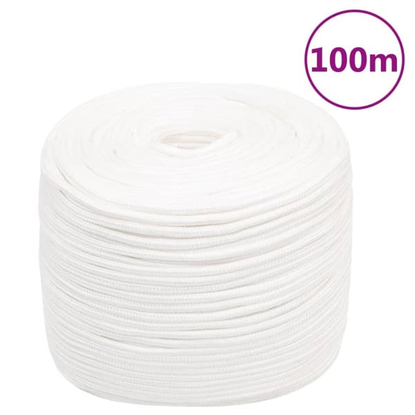 Båtlina helvit 8 mm 100 m polypropylen