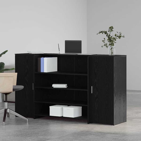 Receptionsdisk svart ek 180x50x103,5 cm konstruerat trä