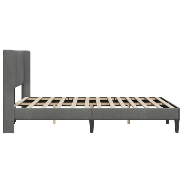 Sängram med huvudgavel Mörkgrå 140 x 200 cm Sammet