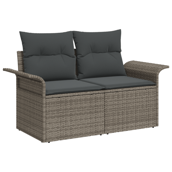 Trädgårdsoffset med lagring 9 pcs Grå Poly rattan