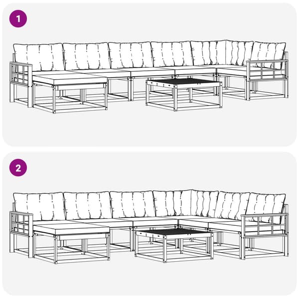 Utomhussoffset 8 pcs Vit och ljusgrå 79 x 79 x 37 cm