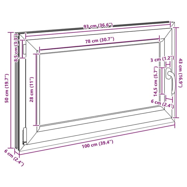 Källarfönster RISOR Antracit 100 x 50 cm PVC och glas
