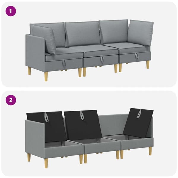 Möbelset för vardagsrummet med kudde 3 pcs Ljusgrå Tyg