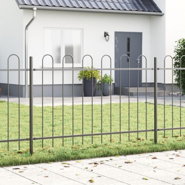 Trädgårdsgård med topp i båge Grå 1,7x1,2 m Stål