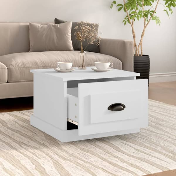 Soffbord vit 50x50x35 cm konstruerat trä