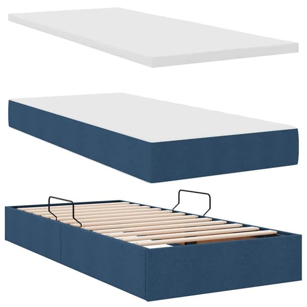 Förvaringssäng med madrass Blå 100 x 200 cm Polyester