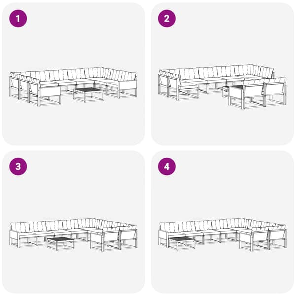 Utomhussoffset med kudde 10 pcs Naturlig och Grädde