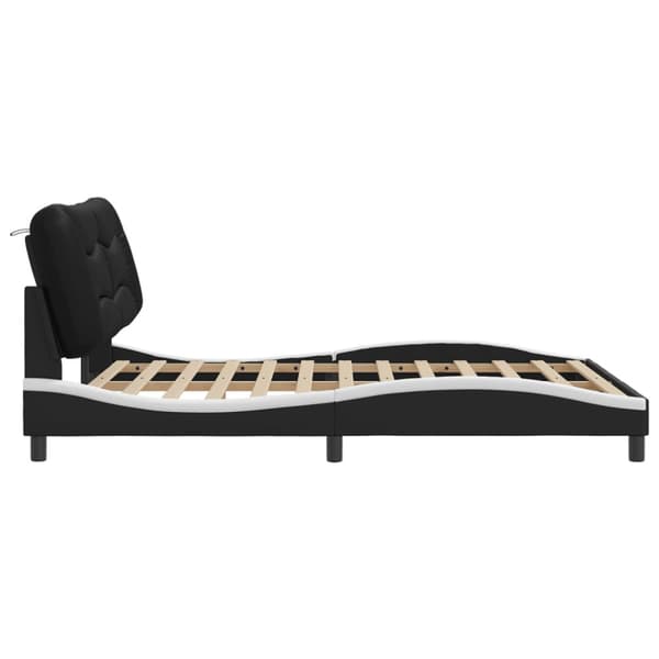 Bed Frame with LED without Mattress "Hvar" Black and White 160x200 cm