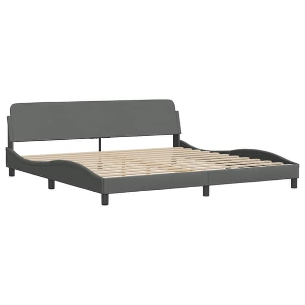 Bed Frame with LED without Mattress Dark Grey 200x200 cm Fabric