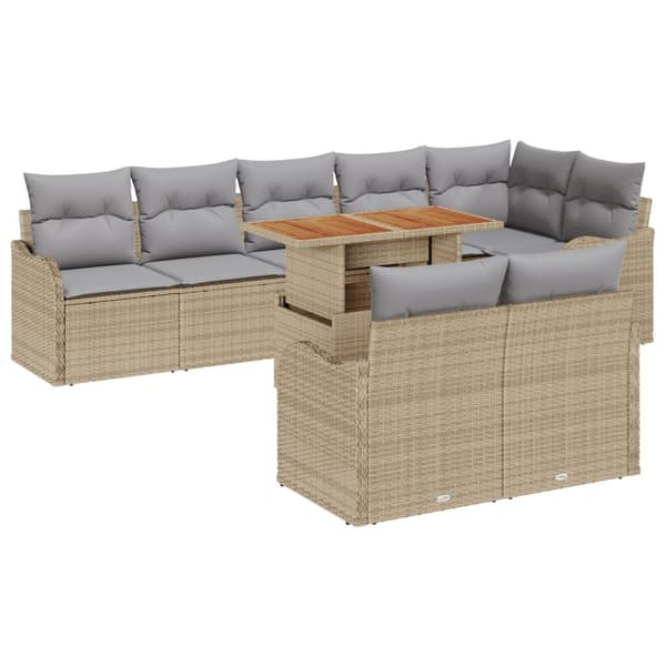 Trädgårdsoffset 9 st Beige Poly rattan