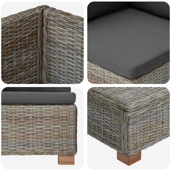 2 st Rattan Lounge Set med Kuddar GENDT Naturlig Rottning