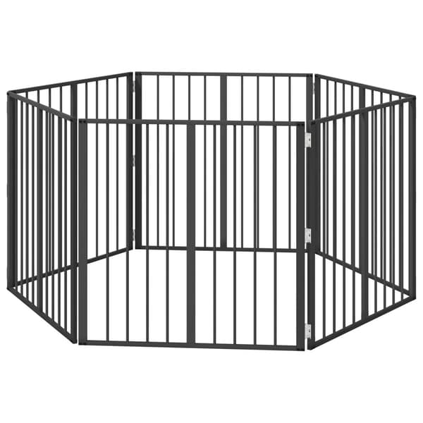Hundgrind 6 pcs Svart 80 x 80 cm Galvaniserat Stål