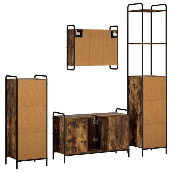 Badrumsskåpsset 4 st Rökt ek 40 x 36 x 200,5 cm Konstruerat trä