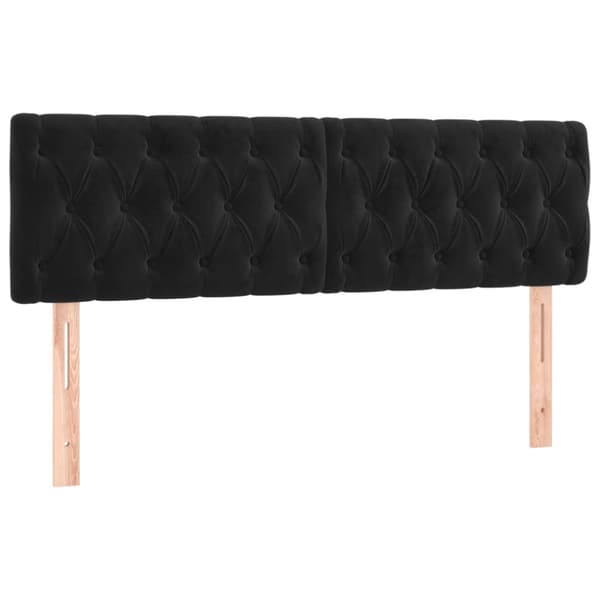Ramsäng med madrass svart 160x200 cm sammet