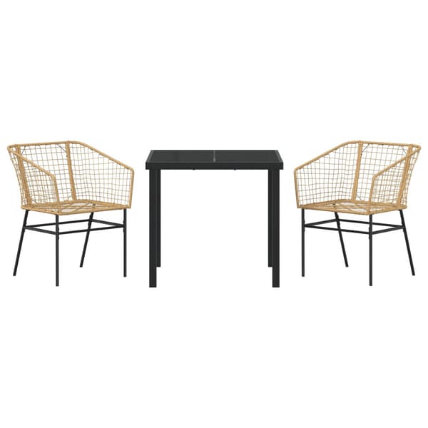 Trädgårdsmöbelset 3 pcs Brun konstrotting