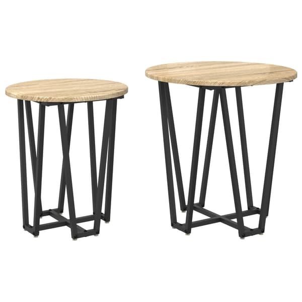 Sidobordsset 2 pcs Sonoma Ek och Svart