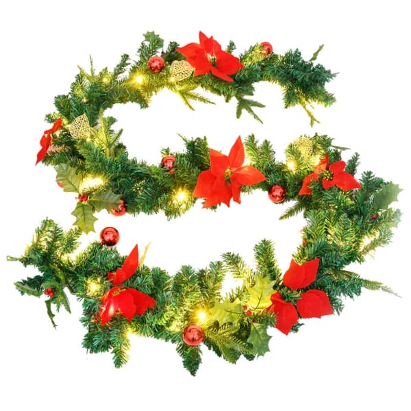 Julgirlang med LED-lampor grön 2,7 m PVC