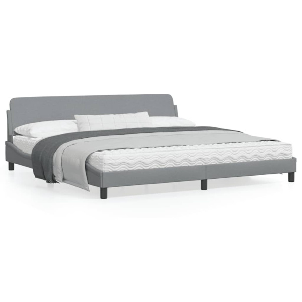 Bed Frame "Dover" Light Grey 200x200 cm Fabric
