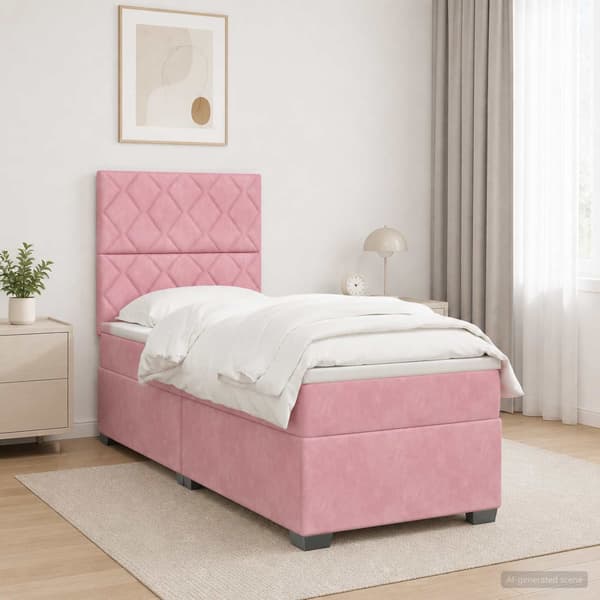 Kontinentalsäng med madrass Rosa 100 x 200 cm Sammet