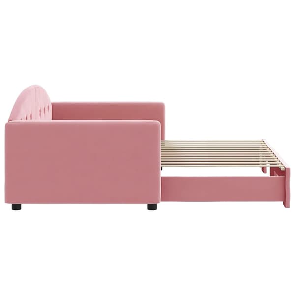 Dagbädd utdragbar rosa 90x200 cm sammet