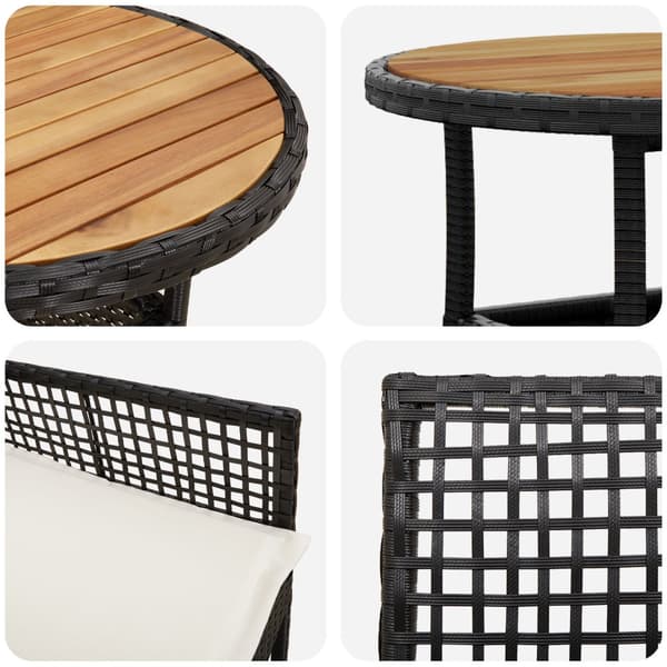 Trädgårdsmöbelset 3 pcs Svart konstrotting