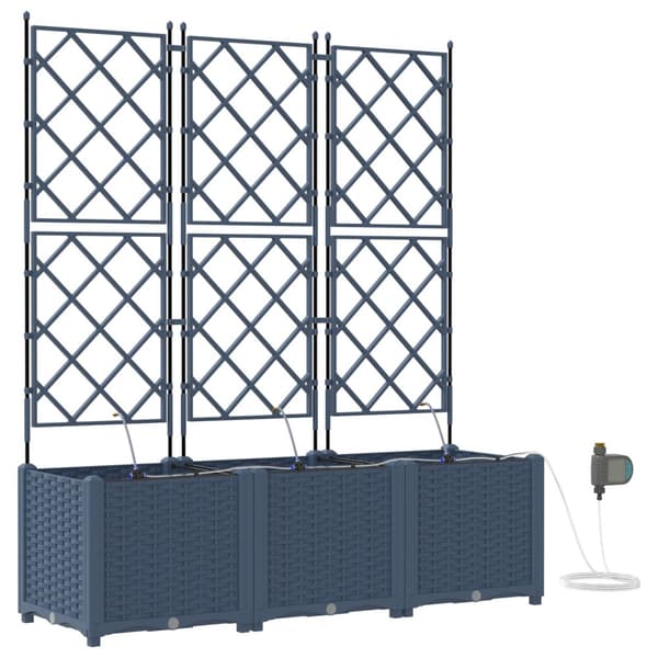 Trädgårdsplanterare 3 pcs Grå 120 x 40 x 142 cm Plast