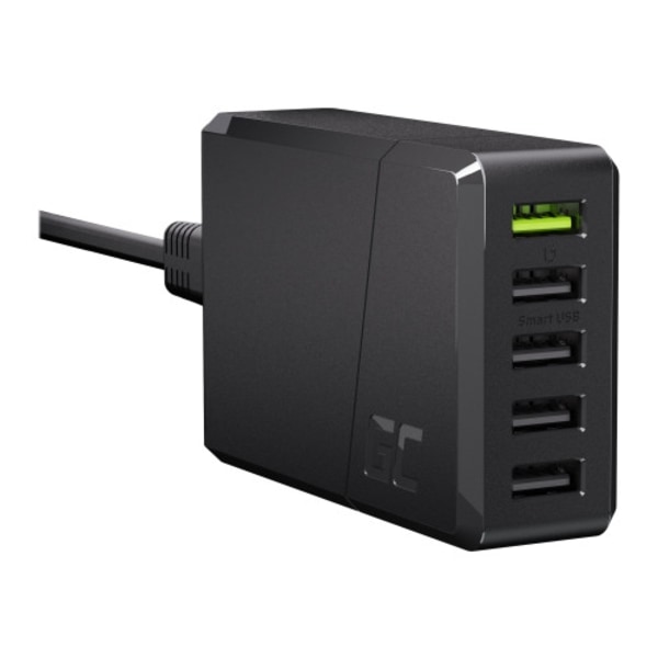 Green Cell ChargeSource 5 strömadapter - USB - 52 Watt Svart